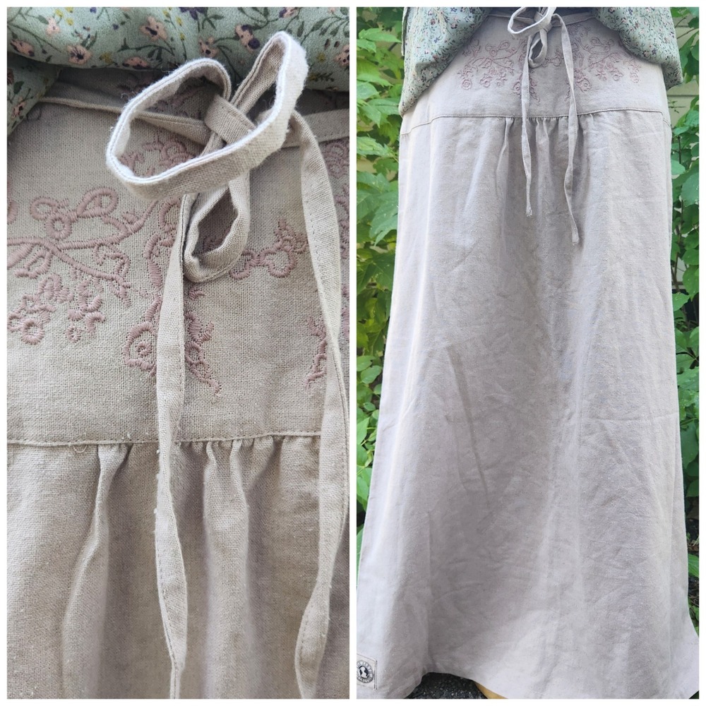 Cotton Silk Maxi Skirt Embroidered  Renfaire fits medium/large Dusty‎ purple